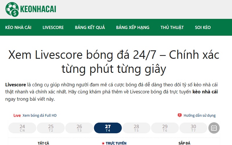 Xem Livescore bóng đá 24/7 – Chính xác từng phút từng giây